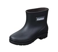 Generisch Botas de goma para mujer 40 impermeables, botas de lluvia para mujer, semialta, zapatos de exterior, monocolor, impermeables, transpirables, para la lluvia, las cuatro estaciones, Negro