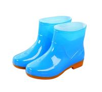 Generisch Botas de goma para mujer, botas de lluvia de media altura, impermeables, antideslizantes, monocolor, con plantilla cómoda, botas de jardín, zapatos de cocina, azul, 41 EU
