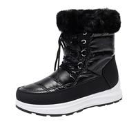 Generisch Botas de invierno cálidas para mujer, botas de invierno gruesas para el calor, botas de nieve, antideslizantes, impermeables, con cordones, botas de goma para el tiempo libre, suaves y