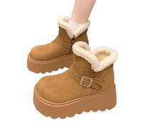 Generisch Botas de invierno con plataforma para mujer con forro cálido, suela cómoda ideal para temperaturas heladas en condiciones invernales como zapatos de moda para la temporada de frío, caqui, 36