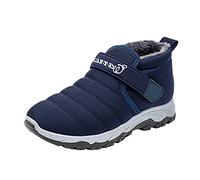Generisch Botas de invierno para hombre de fondo plano, punta redonda, impermeable, tubo corto, botas de nieve cálidas de terciopelo más suela suave, azul, 44 EU