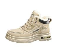 Generisch Botas de invierno para hombre de forro polar de un solo color con cordones, botas de nieve cálidas para una comodidad informal suela duradera, zapatos ideales para exteriores en climas fríos