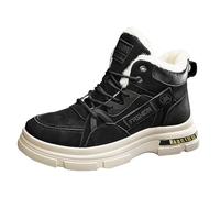 Generisch Botas de invierno para hombre de forro polar de un solo color con cordones, botas de nieve cálidas para una comodidad informal suela duradera, zapatos ideales para exteriores en climas fríos