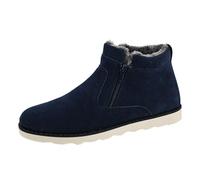 Generisch Botas de invierno para hombre, forradas, botas de nieve, antideslizantes, cálidas, cómodas, informales, planas, suaves, para exteriores, antideslizantes, con cremallera, azul, 40 EU