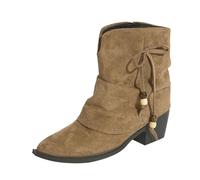 Generisch Botas de invierno para mujer, botas Chelsea para mujer, puntiagudas, holgadas, plegables, de media altura, antideslizantes, medias botas altas, caqui, 38 EU
