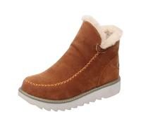 Generisch Botas de invierno para mujer, botines planos, botas de nieve de ante, botas de entretiempo, botas cálidas para otoño e invierno, botas cortas cómodas, botas de tobillo vintage, marrón, 37 EU