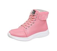 Generisch Botas de invierno para mujer, con forro cálido, botas de invierno para el tiempo libre, antideslizantes, botines cortos, botas de nieve al aire libre, botas cortas con punta redonda, Rosa
