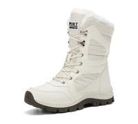 Generisch Botas de invierno para mujer, con forro de caña alta, botas de senderismo impermeables para el frío, botas de nieve cálidas con suela antideslizante para otoño e invierno, Blanco, 42 EU