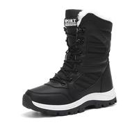 Generisch Botas de invierno para mujer, con forro de caña alta, botas de senderismo impermeables para el frío, botas de nieve cálidas con suela antideslizante para otoño e invierno, Negro , 38 EU