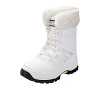 Generisch Botas de invierno para mujer con forro polar cálido como botas térmicas de altura media, Blanco, 37 EU