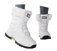 Generisch Botas de invierno para mujer, forradas, cálidas, medias botas de senderismo, botas de invierno, resistentes, aislantes del frío, para el tiempo libre, botas cortas de invierno, Blanco, 37.5