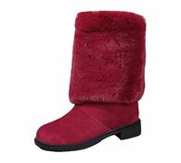 Generisch Botas de invierno para mujer, forradas con tacón, cálidas, de caña ancha, elegantes botas de piel, botas de invierno, cómodas botas de media altura para mujer, para otoño e invierno, 43
