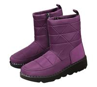 Generisch Botas de invierno para mujer, forradas, con tacón, elegantes, impermeables, térmicas, antideslizantes, de invierno, medias botas, morado, 41 EU