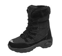 Generisch Botas de invierno para mujer, forradas, suaves, ligeras, antideslizantes, con cordones, para el tiempo libre, botas de nieve, cálidas y cómodas, para trekking, Negro , 37 EU