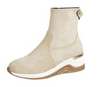 Generisch Botas de invierno para mujer, forro polar, botas de nieve, con plataforma con anclas, aspecto de ante, botas de cuña, ligeras, cómodas, con cremallera lateral, botines informales para mujer
