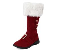 Generisch Botas de invierno para mujer, pantorrilla, moda invernal, de ante, casual, cómodo, botines de tacón para vacaciones, citas nocturnas, Vino, 40 EU