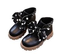 Generisch Botas de invierno para niñas en estilo academia con detalle de lazo real para niños pequeños y grandes, Negro , 23 EU