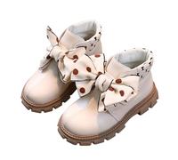 Generisch Botas de invierno para niñas en estilo academia con detalle de lazo real para niños pequeños y grandes, beige, 27 EU