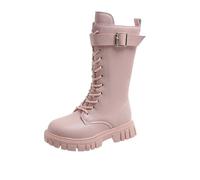 Generisch Botas de invierno para niños, cómodas, medias altas, botas de invierno para niñas, botas de cuero, botas de exterior, vacaciones, zapatos festivos, zapatos tiroleses monocromáticos, botas de