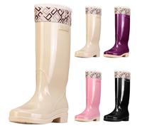 Generisch Botas de lluvia altas para mujer, zapatos de jardín para mujer, 38 impermeables, botines elegantes para mujer, botas de lluvia forradas, cómodas, botas de lluvia para exteriores, botas de