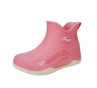 Generisch Botas de lluvia de goma de media altura para mujer, impermeables y antideslizantes, botas de lluvia cortas, botines de lluvia cortos, monocolor, ligeras, para exteriores, caña corta, Z3 rosa