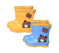 Generisch Botas de lluvia ligeras para niños, botas de goma forradas, con patrón de dibujos animados, botas de lluvia con cordón ajustable, botas planas, suela antideslizante, botas de media altura