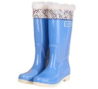 Generisch Botas de lluvia para mujer, caña larga, impermeables, forradas, botines antideslizantes con tacón, botas de lluvia impermeables para pesca, azul celeste, 36 EU