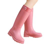 Generisch Botas de lluvia para mujer, para exteriores, cómodas, de goma, con tacón bajo, para camping, uso diario, aventura, Rosa., 37 EU