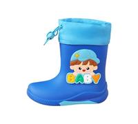 Generisch Botas de lluvia para niños y niñas, antideslizantes, con cordón, zapatos de lluvia, ligeras, cómodas, con estampado de dibujos animados, para exteriores, azul oscuro, 36 EU