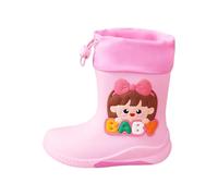 Generisch Botas de lluvia para niños y niñas, antideslizantes, con cordón, zapatos de lluvia, ligeras, cómodas, con estampado de dibujos animados, para exteriores, Rosa., 36 EU