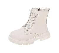 Generisch Botas de moda para niña con suela suave, versátiles, botines cortos para un estilo británico perfecto para el día a día y el ocio, Blanco, 27 EU
