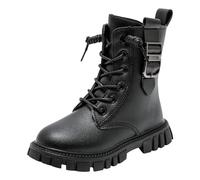 Generisch Botas de moda para niños con suelas planas para princesas pequeñas, cómodas botas suaves al aire libre, zapatillas cálidas para correr para niñas, Negro , 29.5 EU