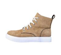 Generisch Botas de motorista para mujer, botines cortos, de ante, con cordones, retro, monocolor, para el tiempo libre, botas de entretiempo, cómodas, caqui, 37.5 EU