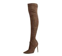 Generisch Botas de mujer Botas de moda hasta la rodilla Botas de tacón alto Botas para mujeres conscientes de la moda ideales para el día a día ocasiones especiales, marrón, 41 EU