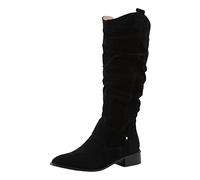 Generisch Botas de mujer de estilo vintage sólido con cremallera lateral y botas de moda hasta la rodilla, protección contra cortes, Negro , 37 EU