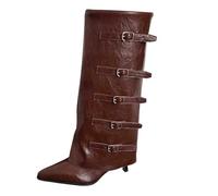 Generisch Botas de mujer Shark Boots Tacones Altos Slouchy Botas Amplias Botas Cowboy Botas de Invierno Botas de Invierno Alto Retro Puntiagudo Puntera Mujer Botas Largas Rodilla Alto Invierno Cálido