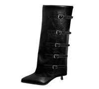 Generisch Botas de mujer Shark Boots Tacones Altos Slouchy Botas Amplias Botas Cowboy Botas de Invierno Botas de Invierno Alto Retro Puntiagudo Puntera Mujer Botas Largas Rodilla Alto Invierno Cálido
