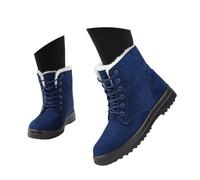 Generisch Botas de nieve de ante para mujer, con aspecto de invierno, con suela de plataforma, antideslizantes, cálidas, con cordones, para días fríos, O azul., 39 EU
