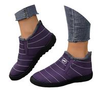 Generisch Botas de nieve de invierno para mujer, botas de equitación cálidas, botines de piel sintética, botas de trekking, botas de entretiempo, impermeables, parte superior corta, tobillo, morado