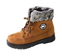 Generisch Botas de nieve de invierno para mujer, cálidas, mullidas, con puntera redonda, suela plana, ajuste largo hasta la pantorrilla, cómodas botas de paseo al aire libre, amarillo, 42 EU