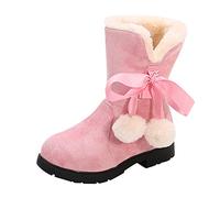 Generisch Botas de nieve de moda para bebé, botas de princesa Bowkont para niños, zapatos de algodón, zapatos para aprender a caminar, antideslizantes, Rosa., 28.5 Little Kids