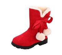 Generisch Botas de nieve de moda para bebé, botas de princesa Bowkont para niños, zapatos de algodón, zapatos para aprender a caminar, antideslizantes, rojo, 35 EU