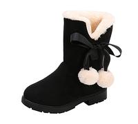 Generisch Botas de nieve de moda para bebé, botas de princesa Bowkont para niños, zapatos de algodón, zapatos para aprender a caminar, antideslizantes, Negro , 27 Little Kids