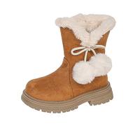 Generisch Botas de nieve forradas con calor para niños, botas de invierno para niñas, antideslizantes, suela suave, botines cortavientos, marrón, 30 EU