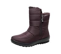 Generisch Botas de nieve para mujer, botas de media altura con forro cálido de piel sintética, botas de entretiempo, botas de invierno forradas de forro polar, botas de nieve antideslizantes