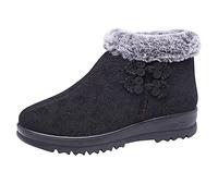 Generisch Botas de nieve para mujer, cálidas, botas de invierno para exteriores, con forro polar, para el calor, botas de nieve redondas, botas bajas cómodas, botines con cremallera, Negro , 39 EU