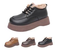 Generisch Botas de nieve para mujer con forro impermeable, con cordones, plataforma negra, antideslizantes, de forro polar, cómodas y gruesas, planas, Negro , 41 EU