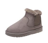 Generisch Botas de nieve para mujer, de un solo color, cómodas botas de equitación, suela gruesa con aislamiento de felpa y tubo, botines forrados de piel y algodón, caqui, 36.5 EU