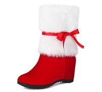 Generisch Botas de nieve para mujer, otoño e invierno, interior elevado, botas cortas de invierno, lindas, lazos, Navidad, primavera, festivo, boda, botas hasta la rodilla, botas de mujer, 02 Rd2