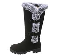 Generisch Botas de nieve para mujer, otoño e invierno, modernas, monocolor, con forro de terciopelo, botines con piel sintética, cómodas, cálidas, botas de nieve de altura media, zapatos de invierno